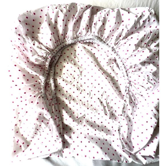 Pottery Barn Kids Crib Toddler Fitted Sheet Pink Polka Dot 100% Organic Cotton - Picture 6 of 8